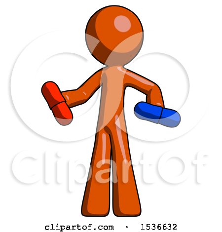 Orange Design Mascot Man Red Pill or Blue Pill Concept by Leo Blanchette