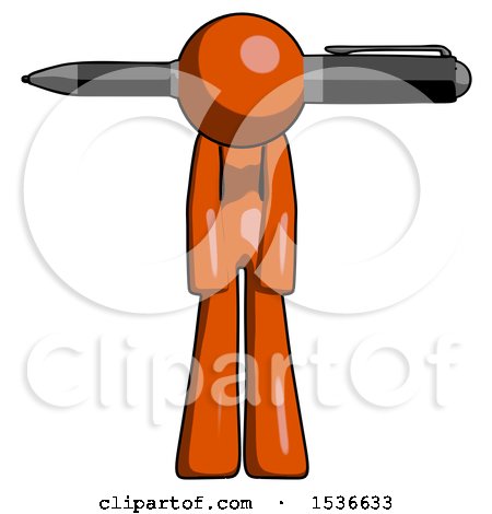 Orange Design Mascot Woman Pen Stuck Through Head by Leo Blanchette