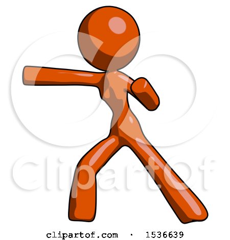 Orange Design Mascot Woman Martial Arts Punch Left by Leo Blanchette