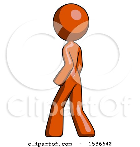 Orange Design Mascot Woman Walking Away Direction Left View by Leo Blanchette