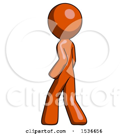 Orange Design Mascot Man Walking Away Direction Left View by Leo Blanchette