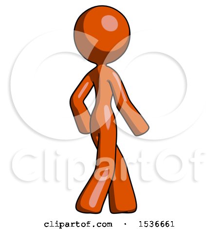 Orange Design Mascot Woman Walking Away Direction Right View by Leo Blanchette