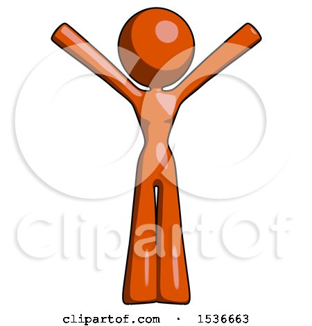 Orange Design Mascot Woman with Arms out Joyfully by Leo Blanchette