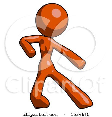 Orange Design Mascot Woman Karate Defense Pose Right by Leo Blanchette
