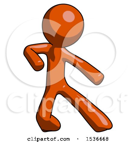 Orange Design Mascot Man Karate Defense Pose Right by Leo Blanchette