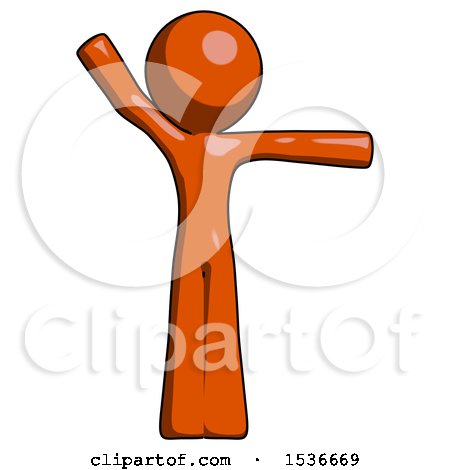 Orange Design Mascot Man Directing Traffic Right by Leo Blanchette