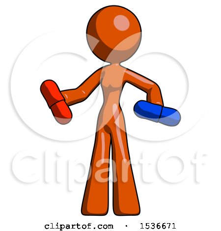Orange Design Mascot Woman Red Pill or Blue Pill Concept by Leo Blanchette