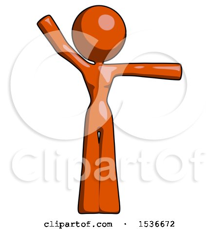 Orange Design Mascot Woman Directing Traffic Right by Leo Blanchette