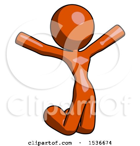 Orange Design Mascot Woman Jumping or Kneeling with Gladness by Leo Blanchette