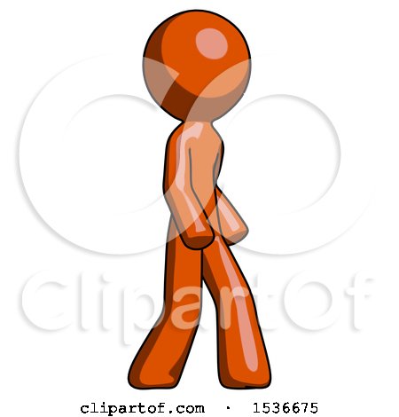 Orange Design Mascot Man Walking Turned Right Front View by Leo Blanchette