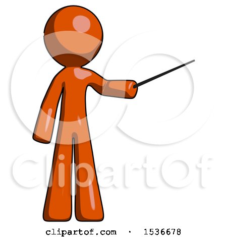 Orange Design Mascot Man Teacher or Conductor with Stick or Baton Directing by Leo Blanchette