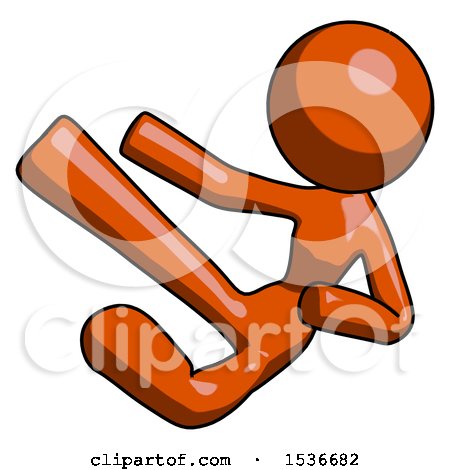 Orange Design Mascot Woman Flying Ninja Kick Left by Leo Blanchette