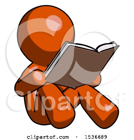 Orange Design Mascot Man Reading Book While Sitting down by Leo Blanchette