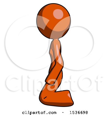 Orange Design Mascot Woman Kneeling Left by Leo Blanchette