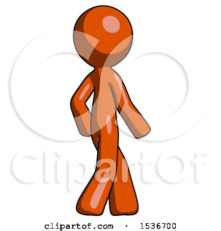 Orange Design Mascot Man Walking Away Direction Right View by Leo Blanchette