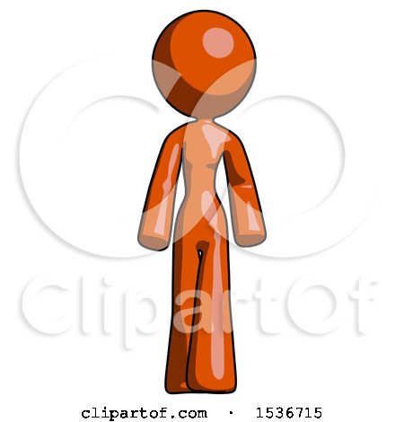 Orange Design Mascot Woman Walking Front View by Leo Blanchette