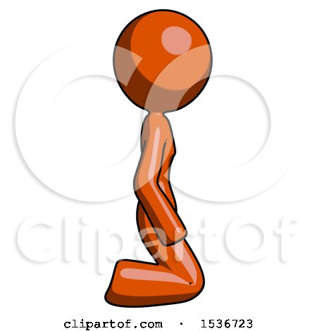 Orange Design Mascot Woman Kneeling Right by Leo Blanchette