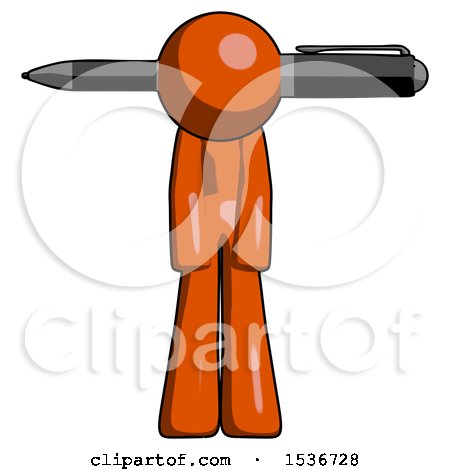 Orange Design Mascot Man Head Impaled with Pen by Leo Blanchette
