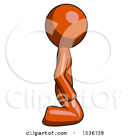 Orange Design Mascot Man Kneeling Right by Leo Blanchette
