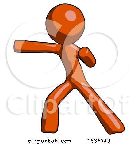 Orange Design Mascot Man Martial Arts Punch Left by Leo Blanchette