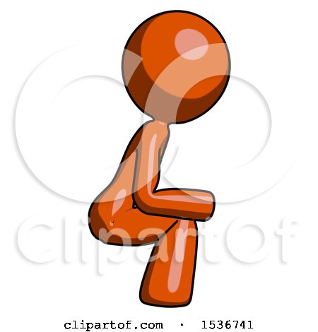 Orange Design Mascot Woman Squatting Facing Right by Leo Blanchette