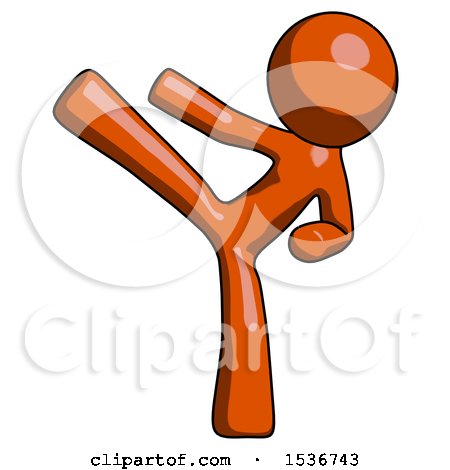 Orange Design Mascot Man Ninja Kick Left by Leo Blanchette