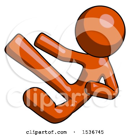 Orange Design Mascot Man Flying Ninja Kick Left by Leo Blanchette
