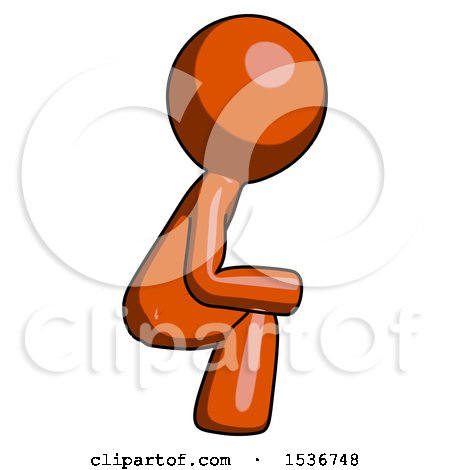 Orange Design Mascot Man Squatting Facing Right by Leo Blanchette