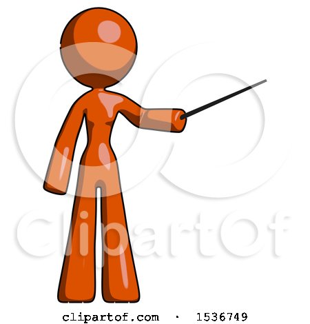 Orange Design Mascot Woman Teacher or Conductor with Stick or Baton Directing by Leo Blanchette