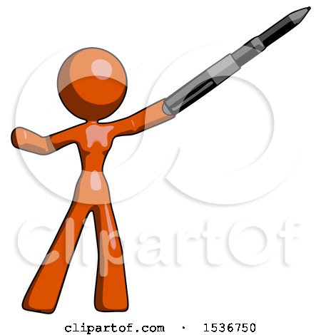Orange Design Mascot Woman Demonstrating That Indeed the Pen Is Mightier by Leo Blanchette