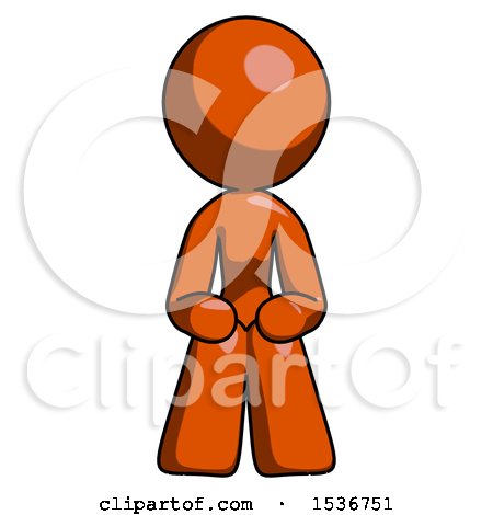 Orange Design Mascot Woman Squatting Facing Front by Leo Blanchette