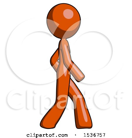 Orange Design Mascot Woman Walking Right Side View by Leo Blanchette