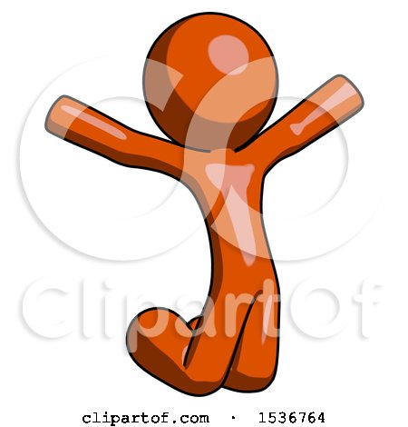Orange Design Mascot Man Jumping or Kneeling with Gladness by Leo Blanchette