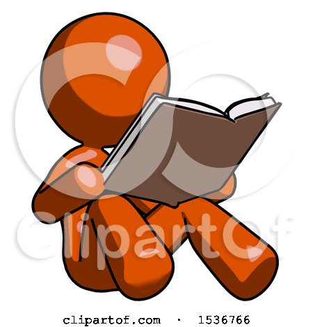 Orange Design Mascot Woman Reading Book While Sitting down by Leo Blanchette