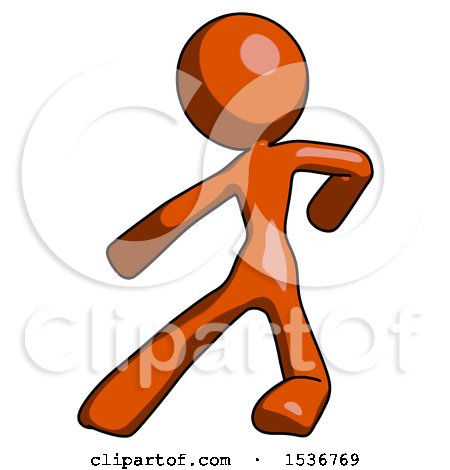 Orange Design Mascot Woman Karate Defense Pose Left by Leo Blanchette
