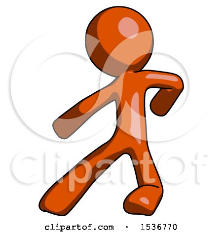 Orange Design Mascot Man Karate Defense Pose Left by Leo Blanchette