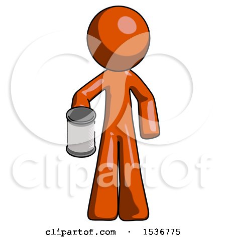 Orange Design Mascot Man Begger Holding Can Begging or Asking for Charity by Leo Blanchette