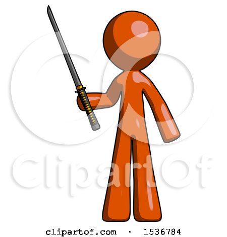 Orange Design Mascot Man Standing up with Ninja Sword Katana by Leo Blanchette