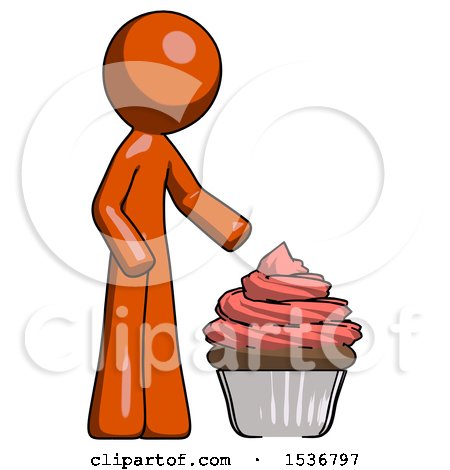 Orange Design Mascot Man with Giant Cupcake Dessert by Leo Blanchette
