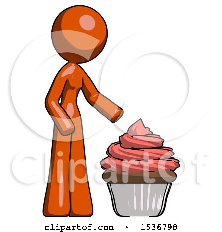 Orange Design Mascot Woman with Giant Cupcake Dessert by Leo Blanchette
