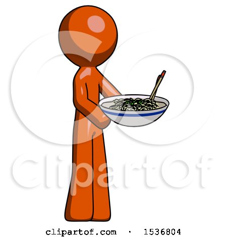 Orange Design Mascot Man Holding Noodles Offering to Viewer by Leo Blanchette