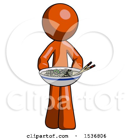 Orange Design Mascot Man Serving or Presenting Noodles by Leo Blanchette