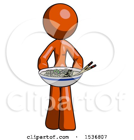 Orange Design Mascot Woman Serving or Presenting Noodles by Leo Blanchette