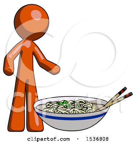 Orange Design Mascot Man and Noodle Bowl, Giant Soup Restaraunt Concept by Leo Blanchette