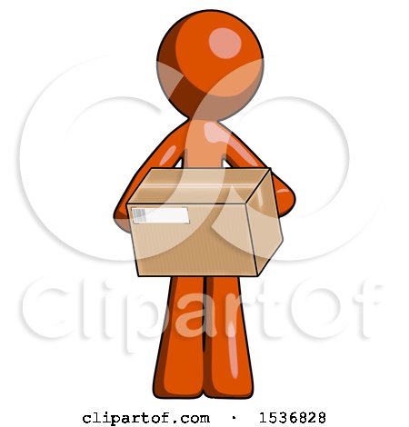 Orange Design Mascot Man Holding Box Sent or Arriving in Mail by Leo Blanchette