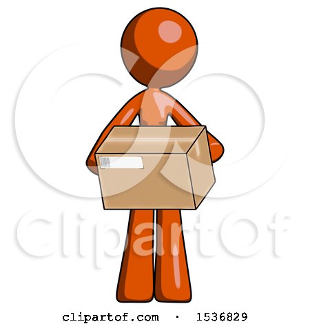 Orange Design Mascot Woman Holding Box Sent or Arriving in Mail by Leo Blanchette