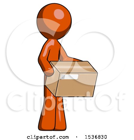 Orange Design Mascot Man Holding Package to Send or Recieve in Mail by Leo Blanchette