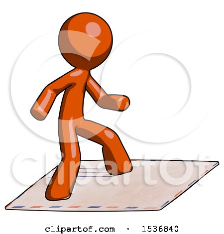 Orange Design Mascot Man on Postage Envelope Surfing by Leo Blanchette