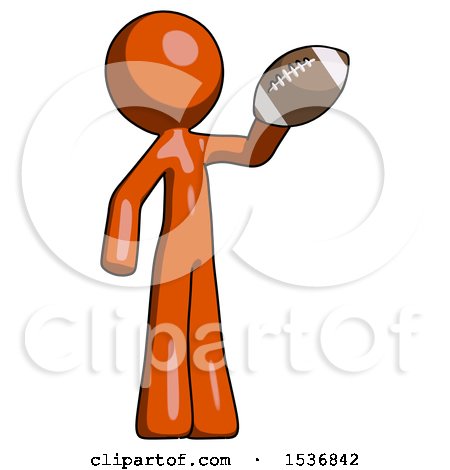 Orange Design Mascot Man Holding Football up by Leo Blanchette