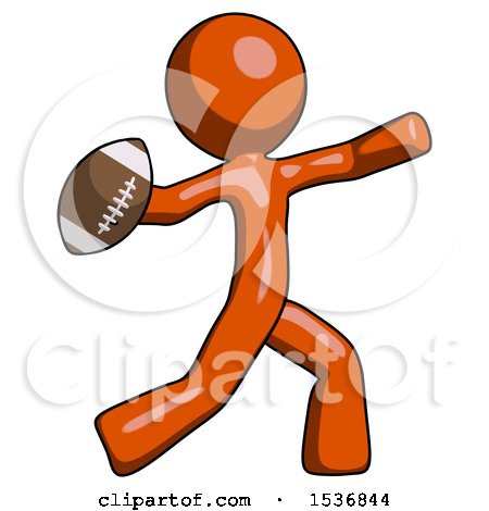 Orange Design Mascot Man Throwing Football by Leo Blanchette